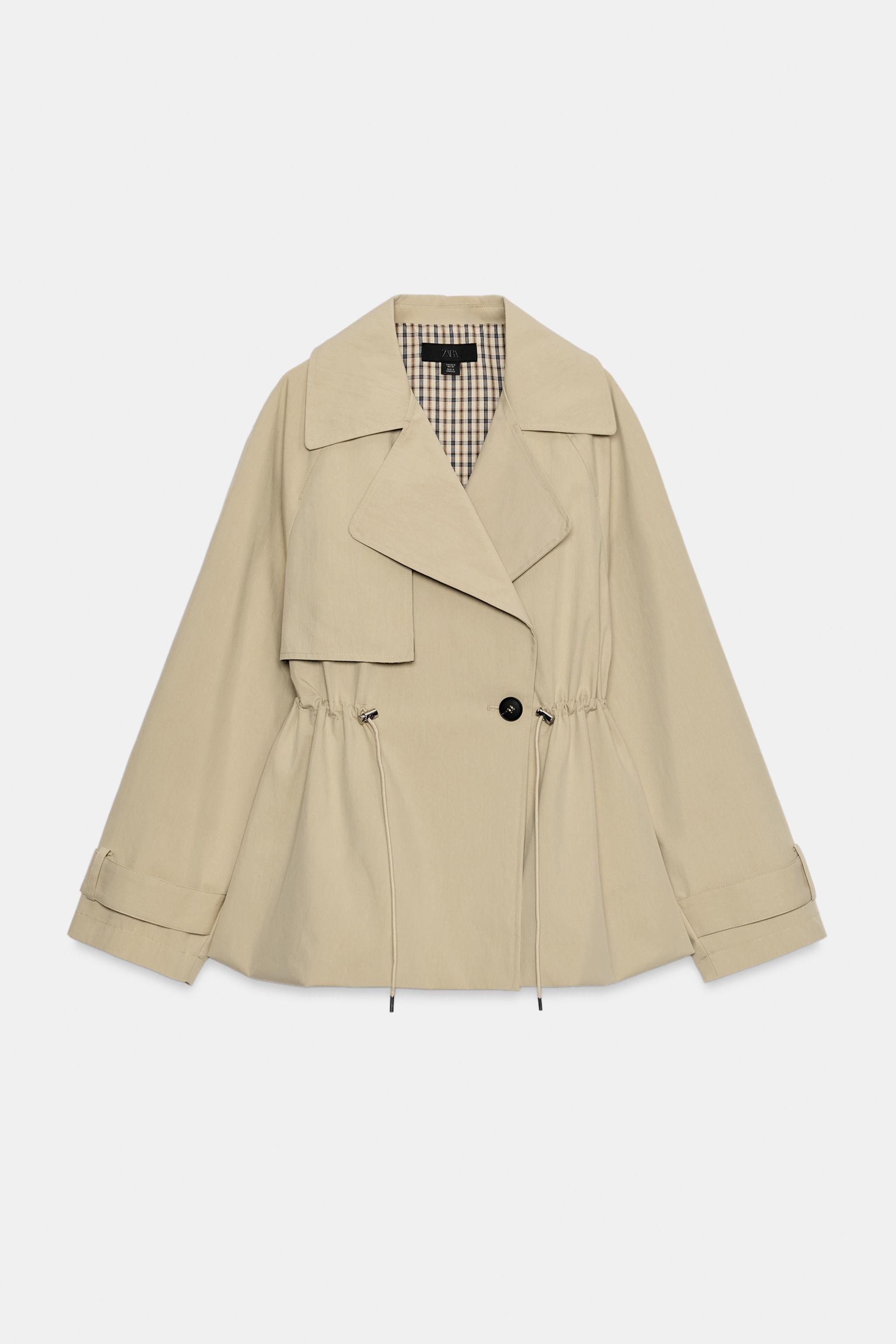 DOUBLE-BREASTED DRAWSTRING TRENCH JACKET